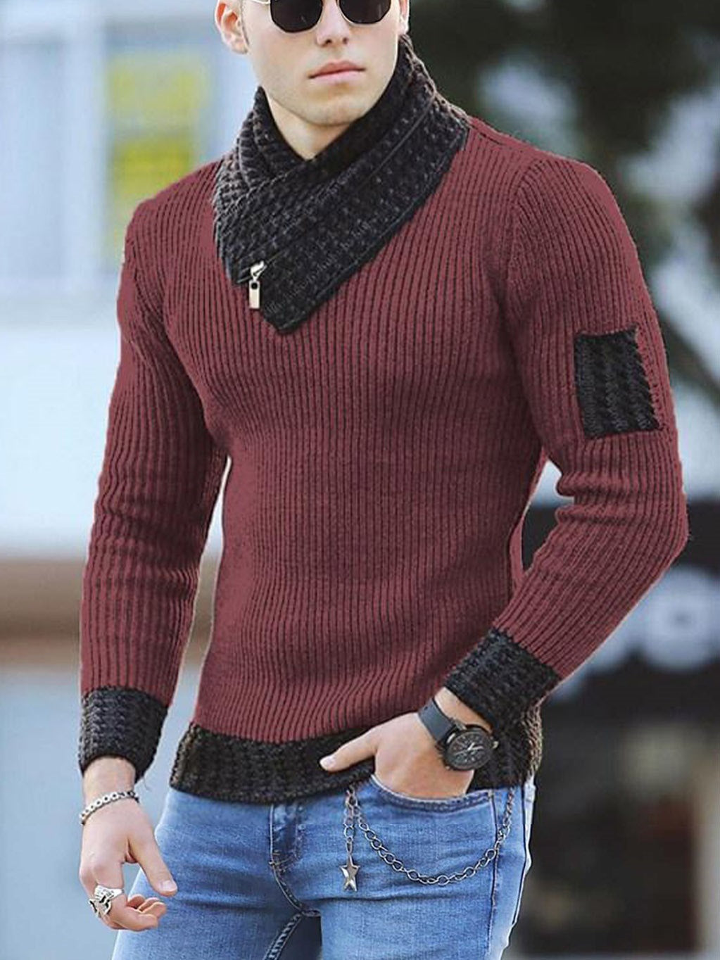 Brendan – Casual Slim Fit Knit Sweater with Shawl Collar