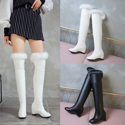 Barbara – High Boots with Wedge and Faux Fur
