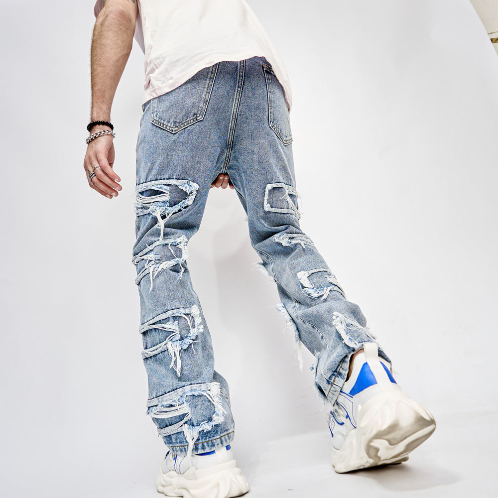 Anton – Stylish Men's Hip-Hop Jeans with Patchwork and Straight Cut