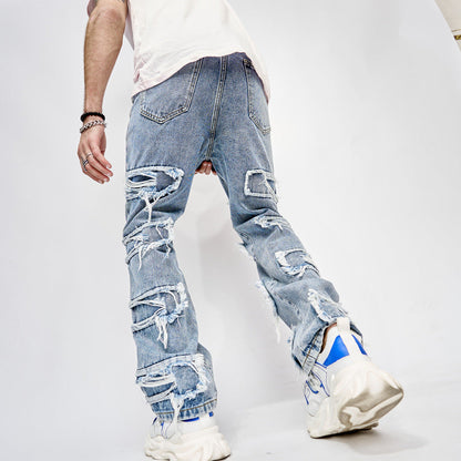Anton – Stylish Men's Hip-Hop Jeans with Patchwork and Straight Cut