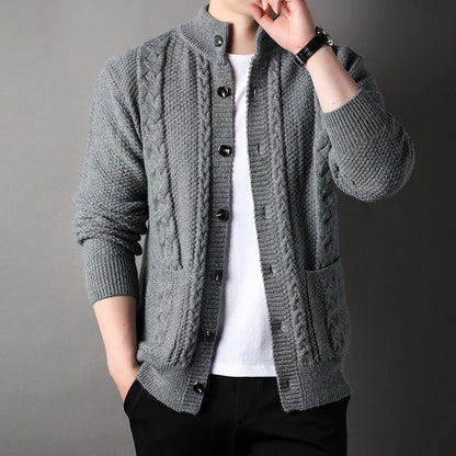 Geoffrey – Stylish Jacquard Cardigan with Pockets