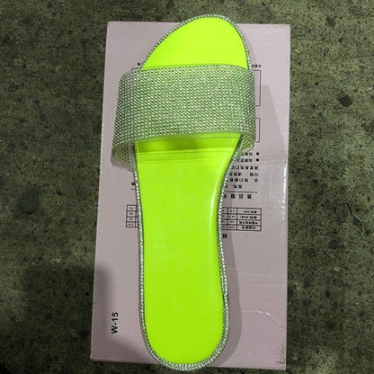 Denise – Large Rhinestone Sandals and Slides for Women with Low Heel
