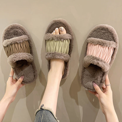 Victoria – Open Plush Cotton Women's Slippers