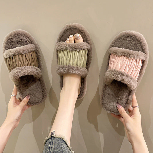 Victoria – Open Plush Cotton Women's Slippers