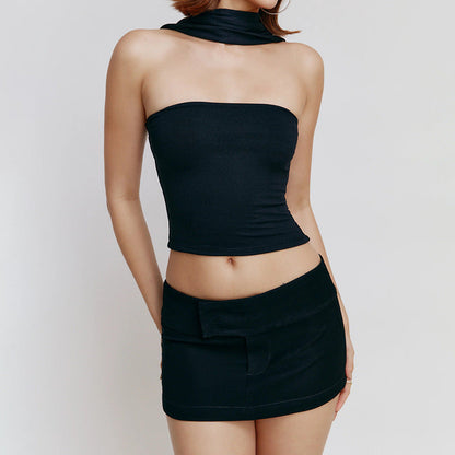 Ruth – Elegant Strapless Top with Asymmetrical Cut
