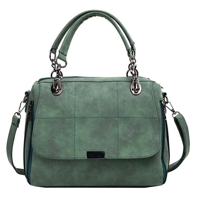 Leah – Large Shoulder Bag in Premium Vegan Leather, Matcha Green