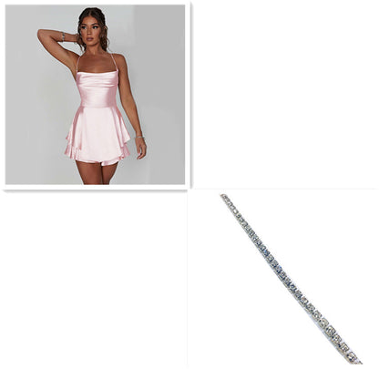 Phoebe – Elegant Satin Slip Dress with Open Back