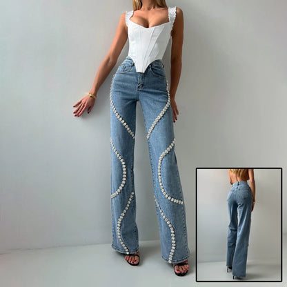 Emily – Straight Women's Jeans with Rhinestone Design