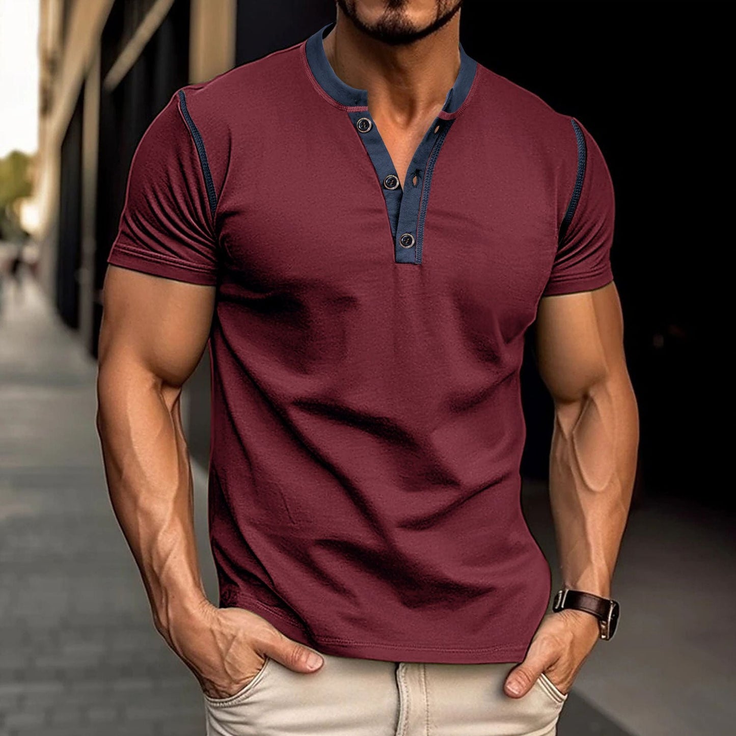 Alan – Short Sleeve V-Neck Polo for Men