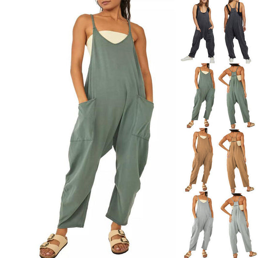 Lisa – Casual Sleeveless Women's Jumpsuit with Straps and Zipper