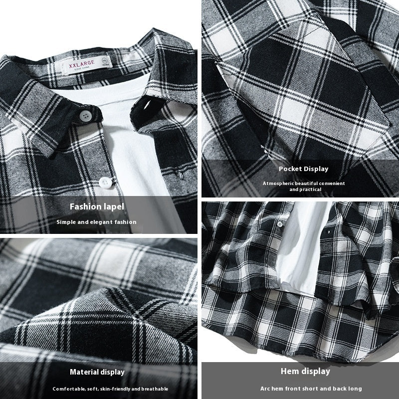 Edward – Casual Long-Sleeve Shirt in Japanese Style with Plaid Pattern