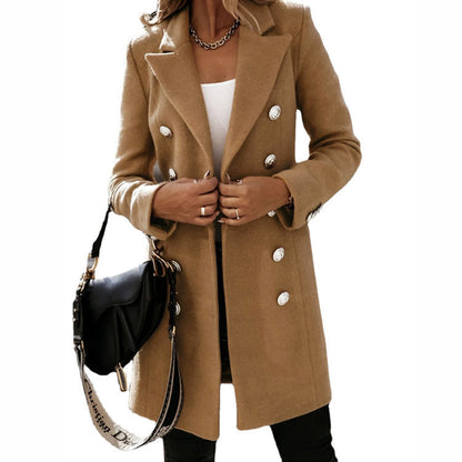 Katy – Women's Wool Coat with Fold-Over Collar