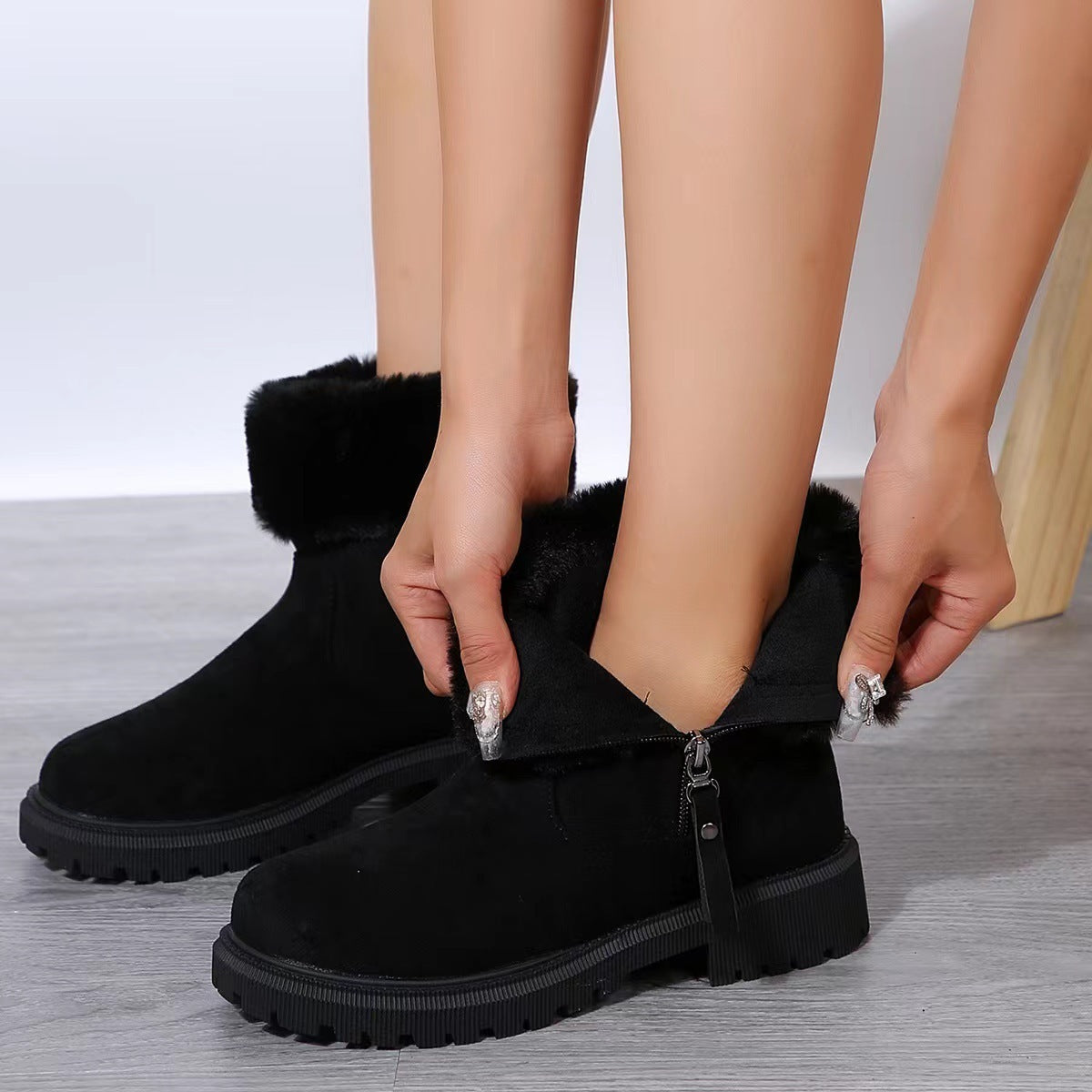 Susan – Warm Plush Boots with Side Zipper