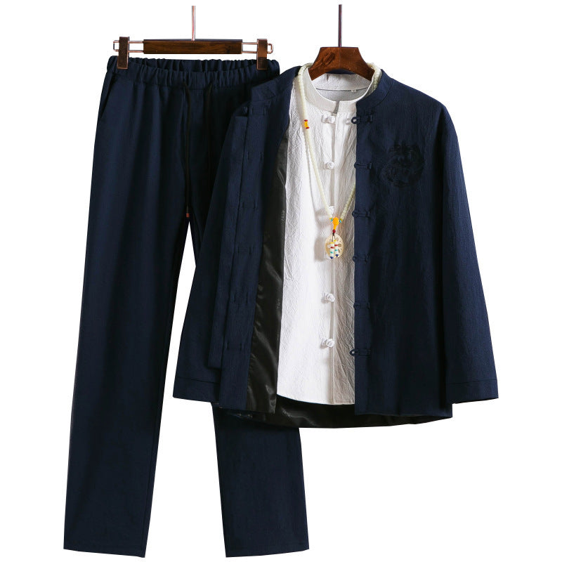 Tom – Retro Ethno Suit with Stand Collar