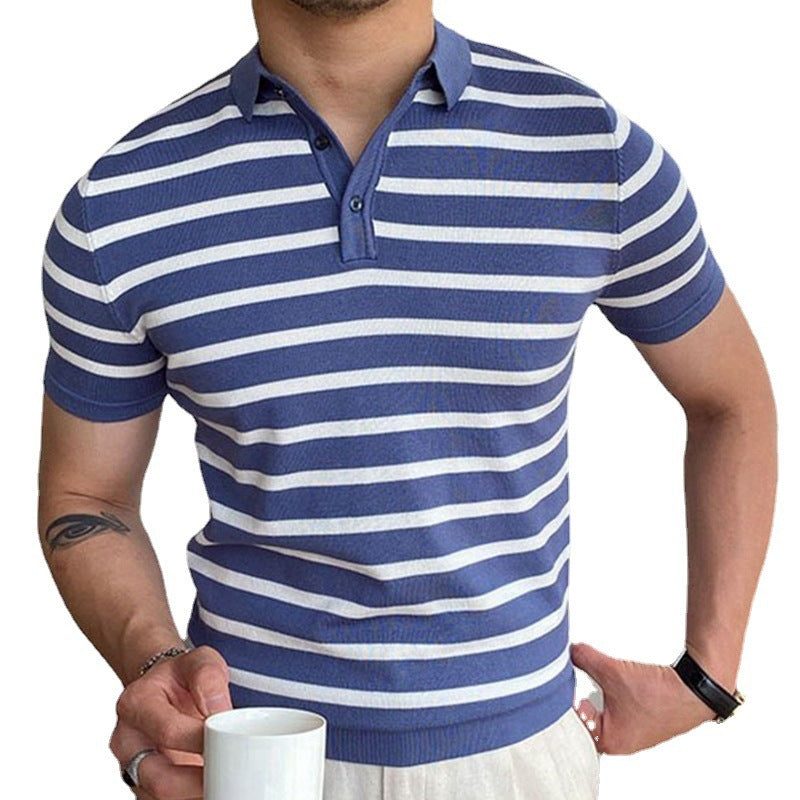 Nathaniel – Striped Business Polo Shirt for Men