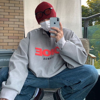 Frederick – Pullover with Stand-up Collar and Letter Print Hoodie