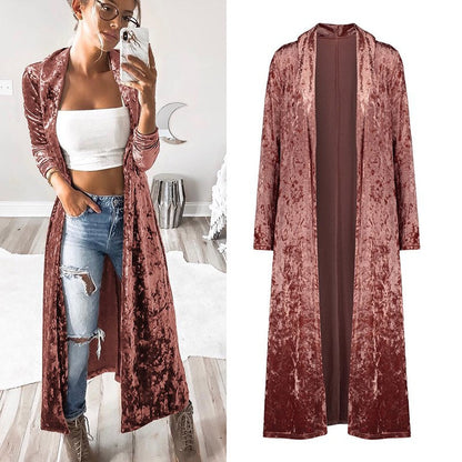 Lydia – Long Velvet Women's Coat for Autumn