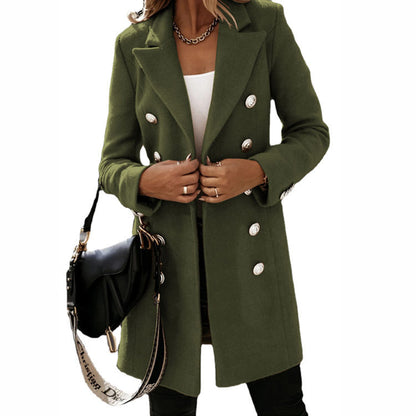 Katy – Women's Wool Coat with Fold-Over Collar