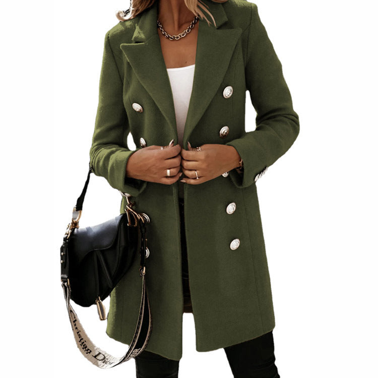 Katy – Women's Wool Coat with Fold-Over Collar