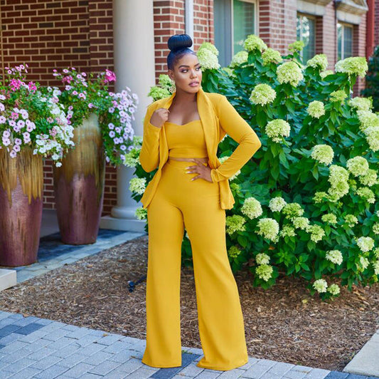 Caroline – Women's Suit Jacket with Vest and Wide-Leg Pants Three-Piece Set