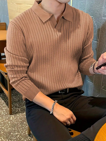 Garry – Slim Men's Polo Shirt with Waffle Texture