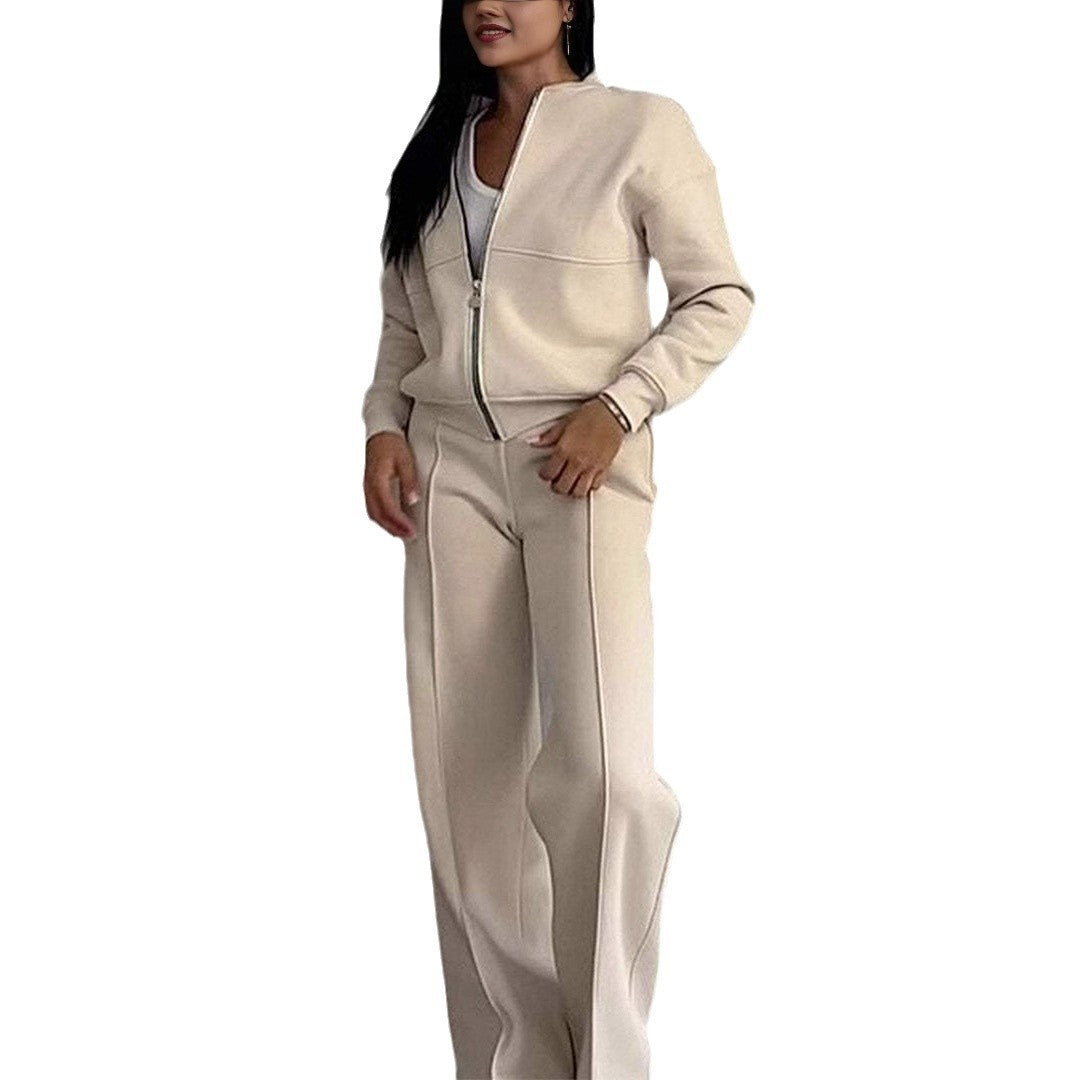 Jean – Tracksuit with Zipper and Wide-Leg Pants