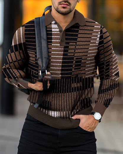 Jonathan – Casual Pullover with Lapel and Digital Print