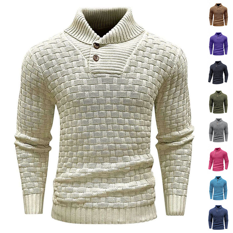 Alan – Slim Fit Men's Turtleneck Sweater with Button Design