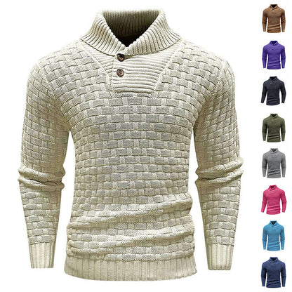 Alan – Slim Fit Men's Turtleneck Sweater with Button Design