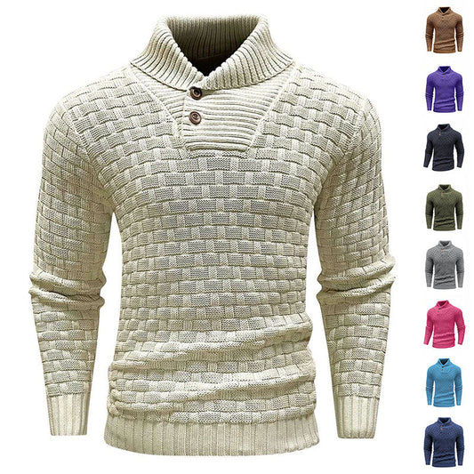 Alan – Slim Fit Men's Turtleneck Sweater with Button Design