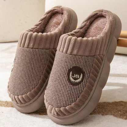 Amy – Plush Slippers with Color Block for Winter