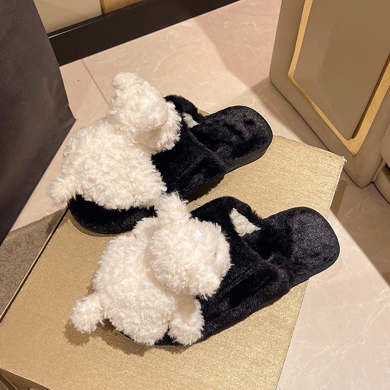 Katy – Fluffy Puppy Slippers in Cotton