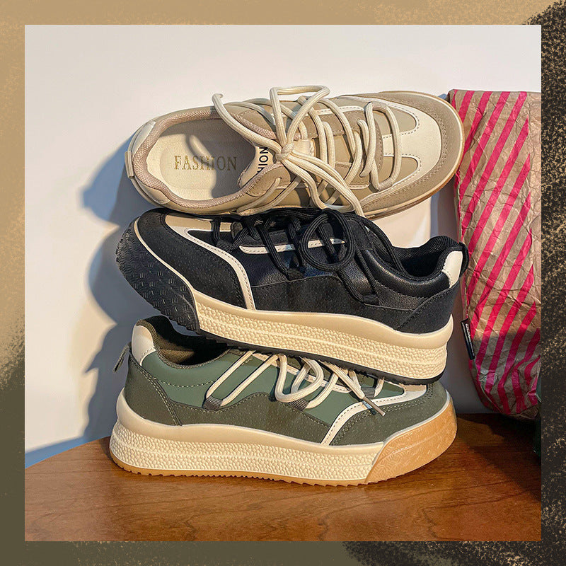 Ruth – Casual Sneakers in Milk Tea Tones with Thick Sole