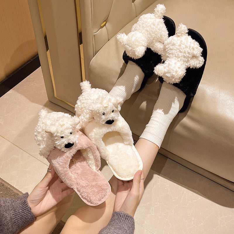 Katy – Fluffy Puppy Slippers in Cotton
