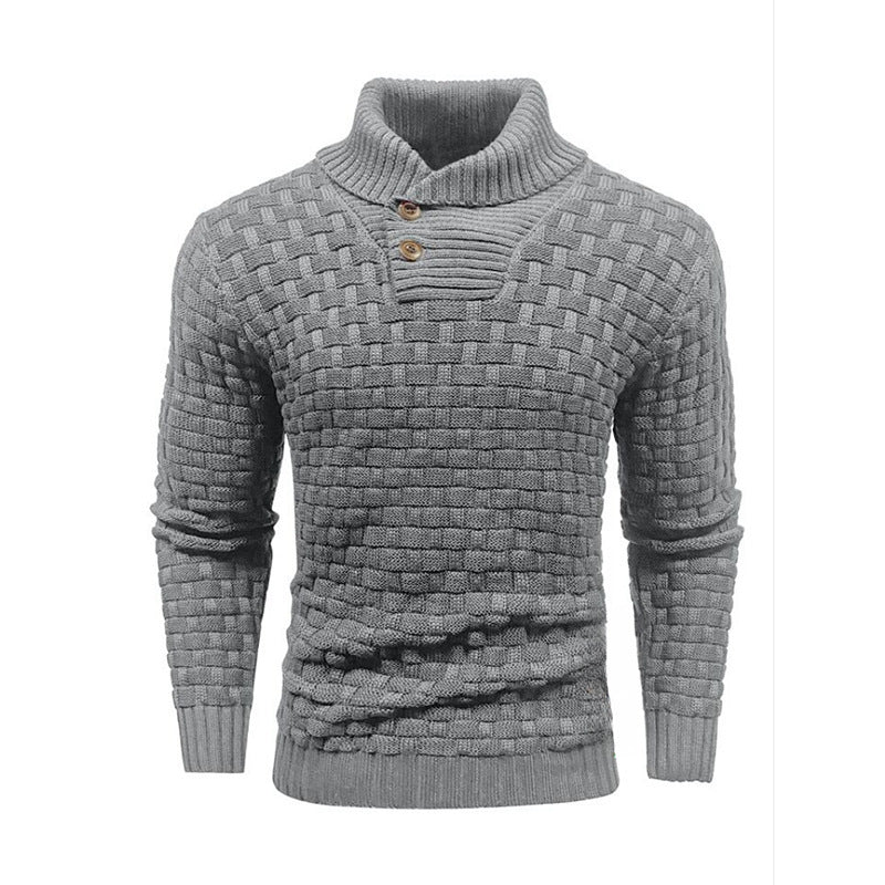 Alan – Slim Fit Men's Turtleneck Sweater with Button Design