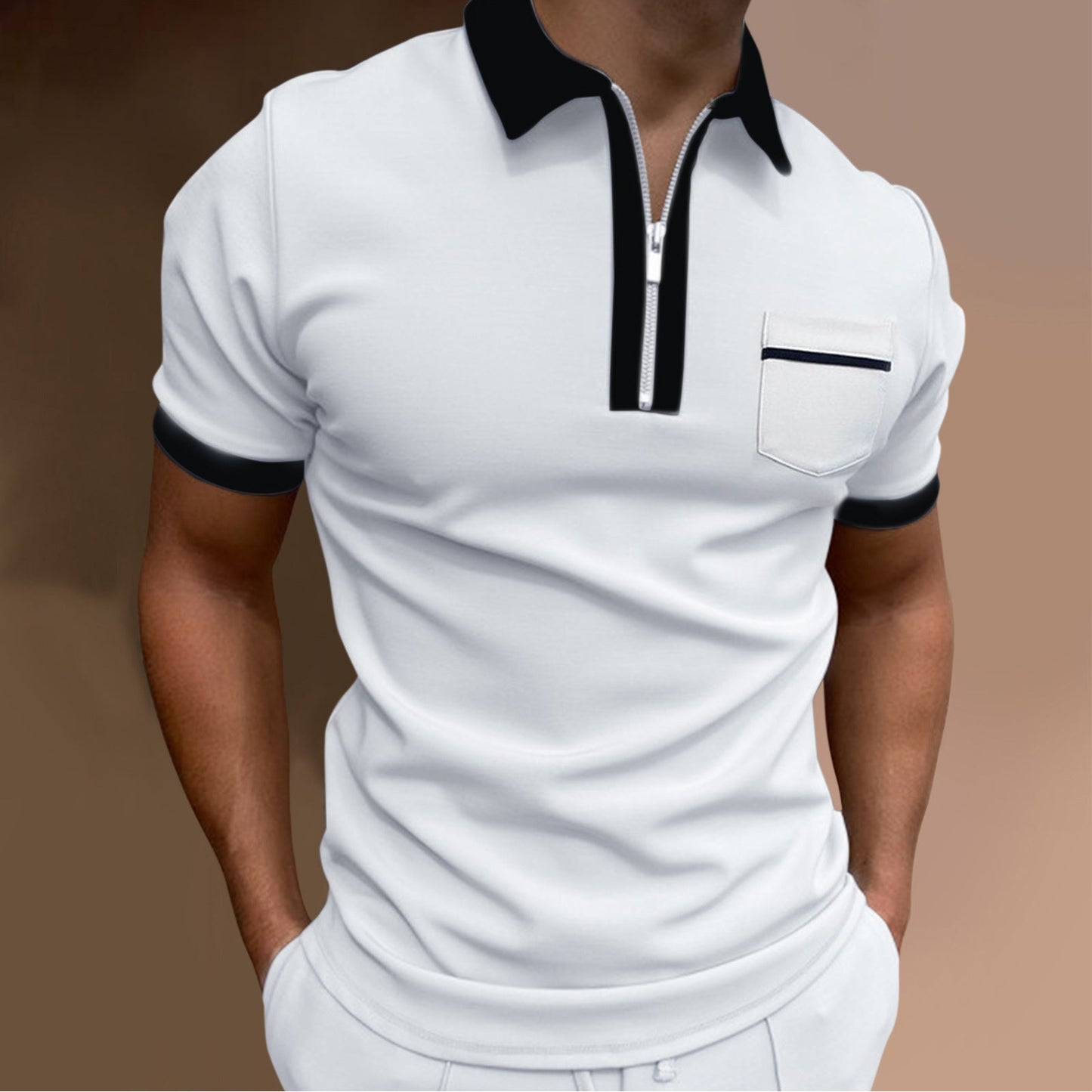 Elliot – Stylish Men's Polo Shirt with Lapel Collar and Slim Fit