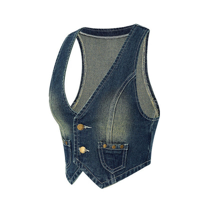 Marie – Stylish Retro Denim Vest