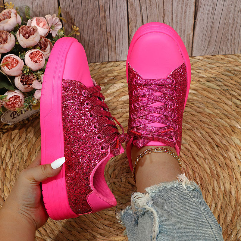Hannah – Glittery Women's Sneakers with Thick Sole