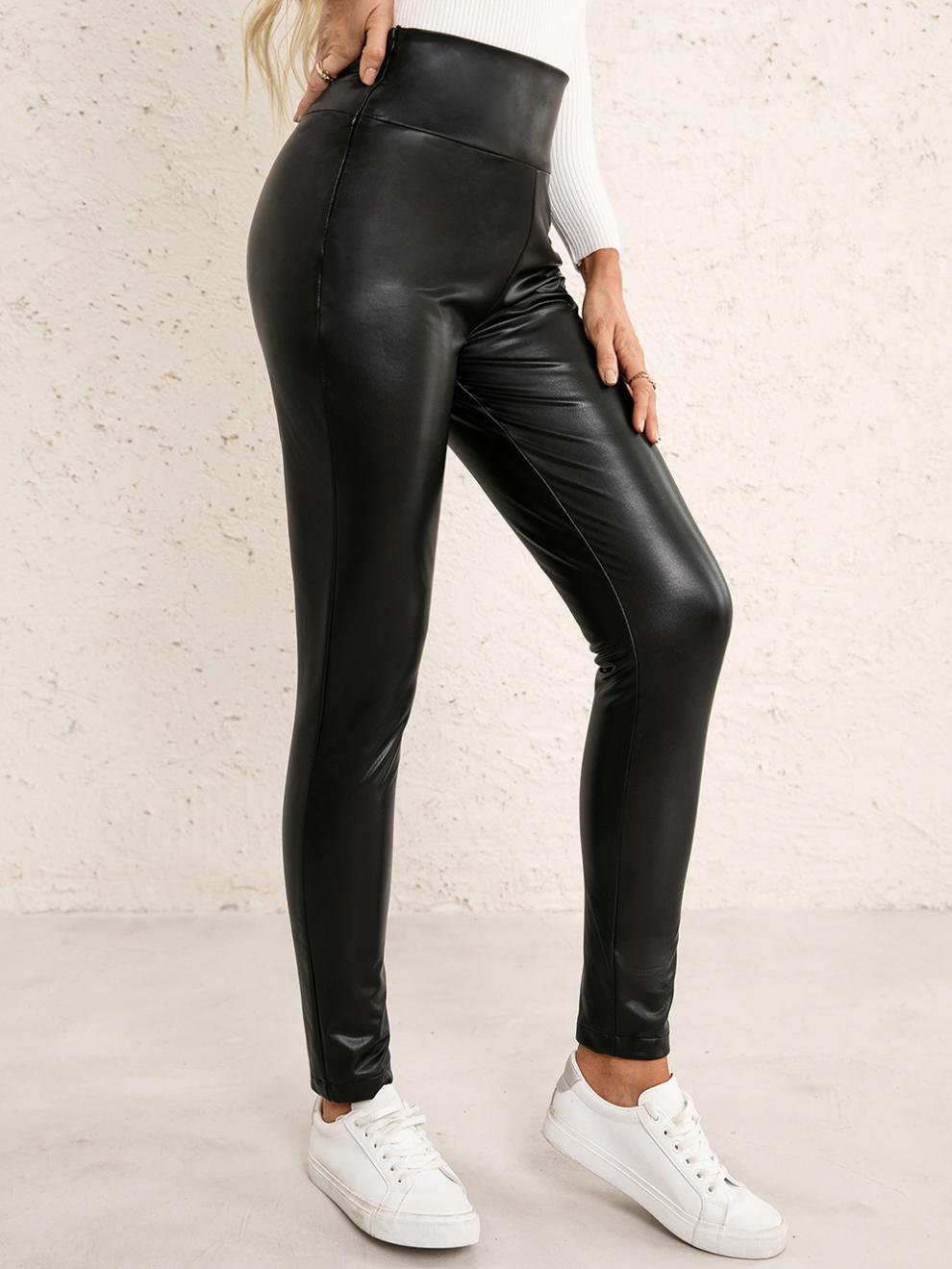 Laura – High-Waisted Stretch Slim Skinny Pants in Vegan Leather
