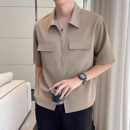 Tommy – Short Sleeve Work Shirt with Half Zipper for Men