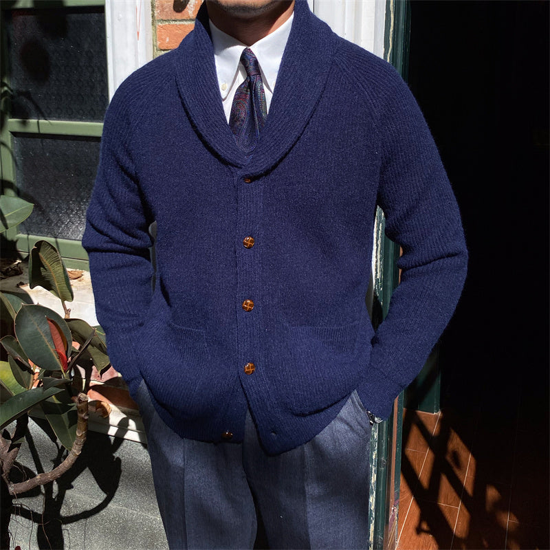 James – Thick Vintage Men's Cardigan in Retro Style