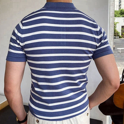 Nathaniel – Striped Business Polo Shirt for Men