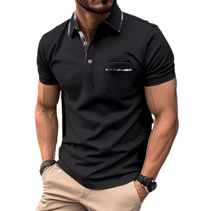 Edward – Asymmetric Men's Polo Shirt with Dot Pattern