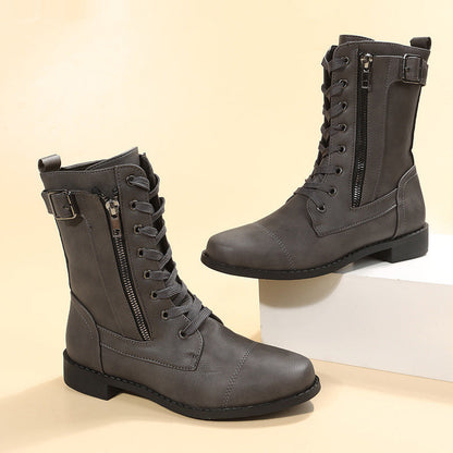 Lynda – Women's Lace-Up Ankle Boots with Side Zipper
