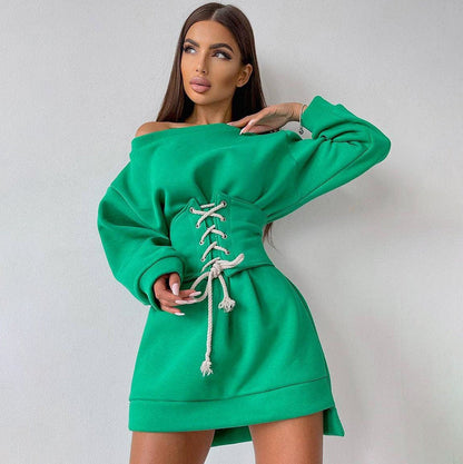 Joy – Long Sleeve Lace-Up Tunic Dress