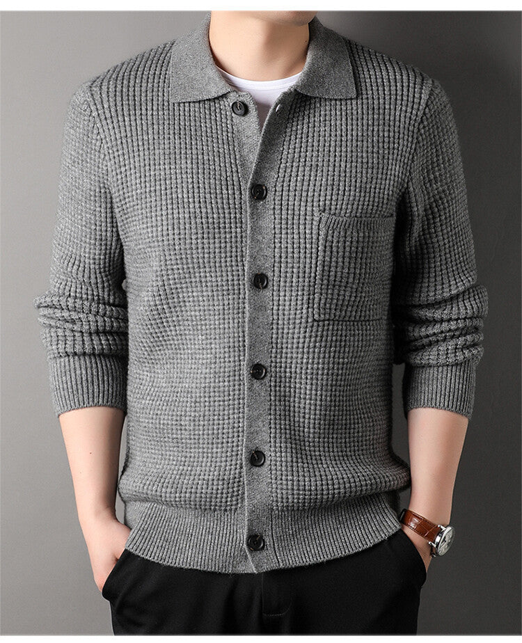 Frank – Twist Jacquard Lapel Cardigan for Men