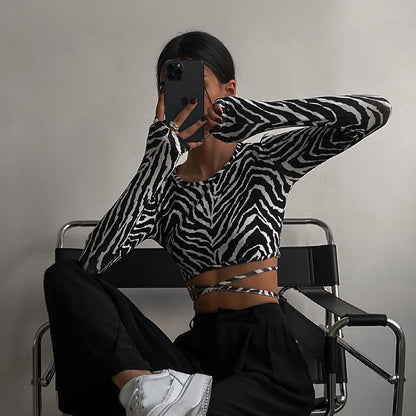 Grace – Striped Lace-Up Top