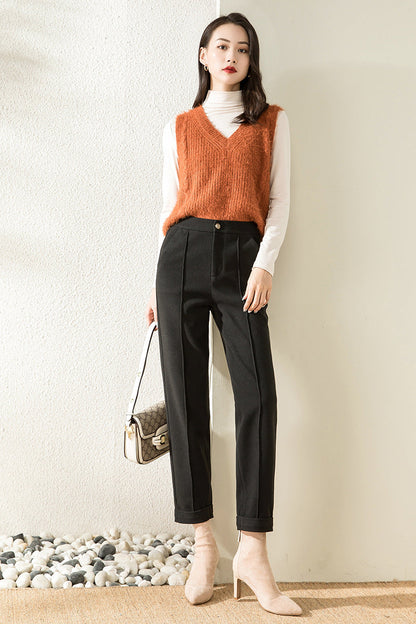Leah – High-Waisted Straight Casual Pants for Fall and Winter
