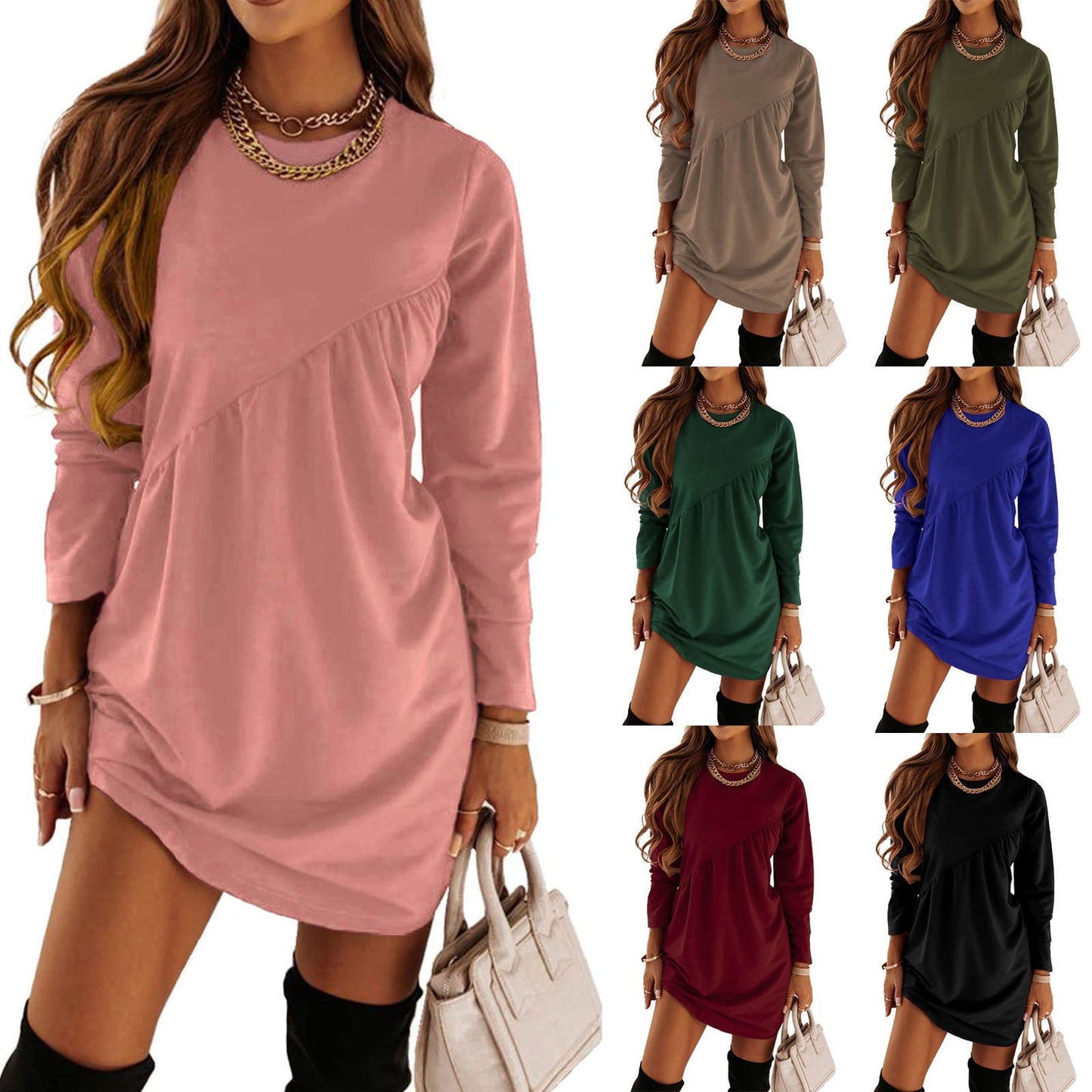 Lynda – Casual Women's Dress with Round Neckline