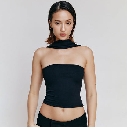 Ruth – Elegant Strapless Top with Asymmetrical Cut
